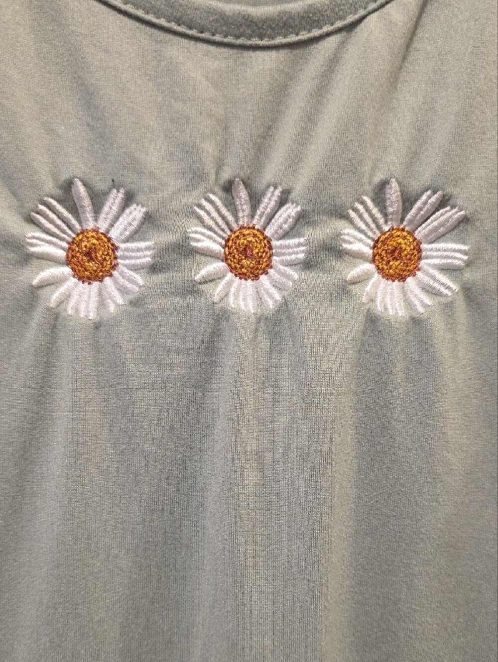 Sleeveless Green Daisy Embroidered Tank Dress - Picture 2 of 5